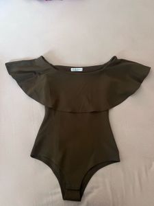 Olive Green Off-Shoulder Bodysuit