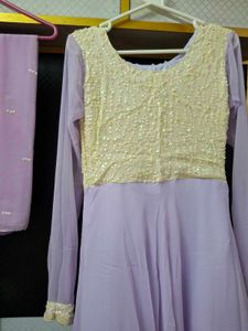 Lavender Gown with Embellished Yoke