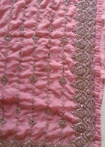 Pink Embellished Saree