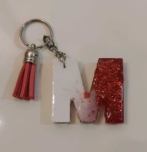 Resin Letter M Keychain