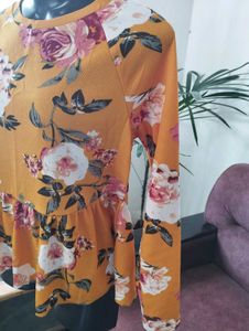 Vibrant Floral Print Peplum Top