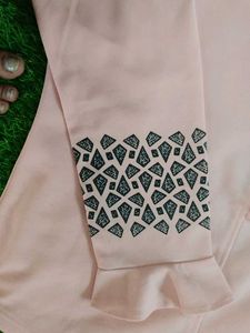 Pink Ruffle top with Embellished Sleeves