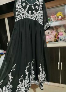 🖤Trendy Elegant Black  lucknowi chikenkari Kurta