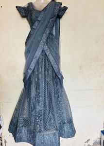 Grey Embroidered Lehenga Choli