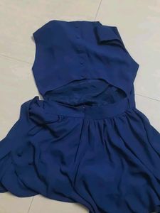 Navy Blue Open Back Mini Dress