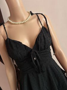 Black Swiss Dot Mini Dress