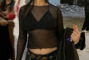 Sparkly Black Mesh Top