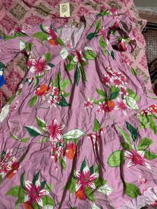 Pink Floral Tiered Midi Dress
