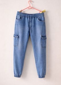 Light Wash Denim Jogger Pants