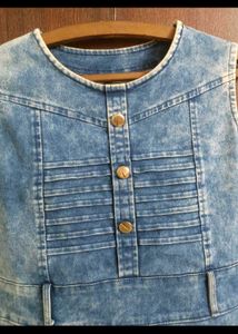 Denim A-line mini / short Dress sleeveless