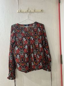 Boho Floral Print Long Sleeve Top