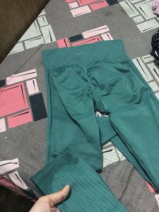 Teal Ribbed Seamless Leggings