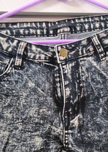 Acid Wash Jeans with Black Stripe
