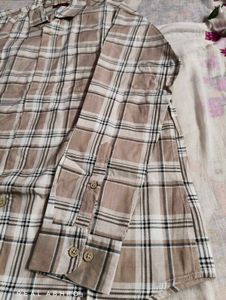 Premium Beige Plaid Checked Shirt | Like New |