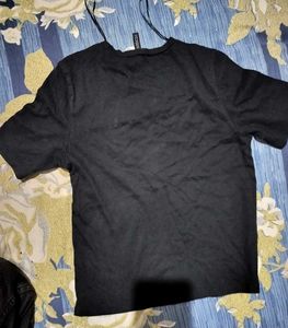 H&amp;M Black T-Shirt with Gold Buttons