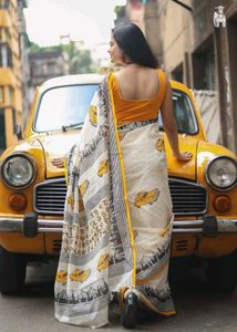 brand new Unique  handloom Saree with Car