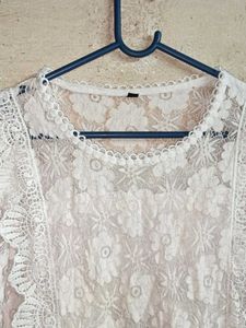Elegant White Lace Top Layered