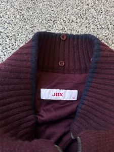 Burgundy Knit Zip-Up Jacket