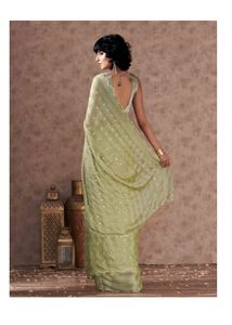 Elegant Light Green Mirror Work Saree