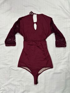 Burgundy Lace Bodysuit, looks premium