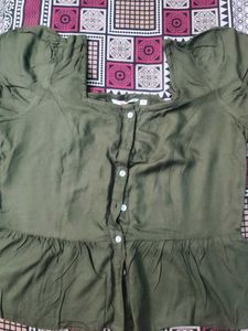 Olive Green Peplum Top