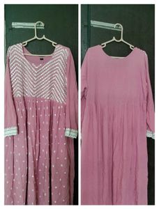 Pink Kurta set with Mirror Work