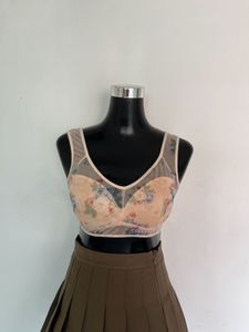 Sheer Floral Print Bra Top