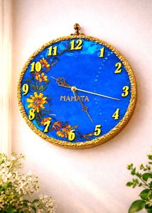 Beautiful Blue Floral Wall Clock