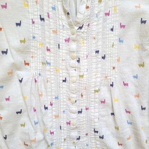 Cute Llama Print Button-Up Shirt