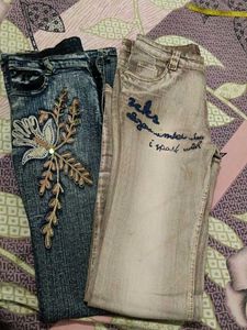 COMBO - Two Stylish Washed Jeans with Embellished