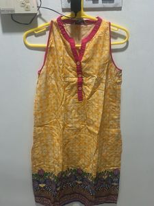 Vibrant Yellow Sleeveless Kurti