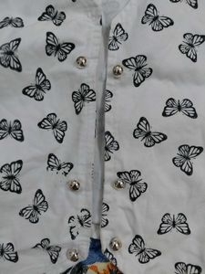 White Butterfly Print Jacket