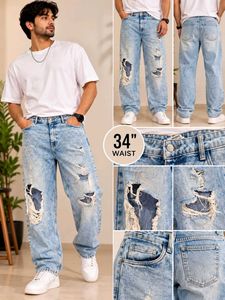 Men's Ripped Light Wash Jeans