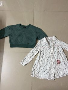 Kids Outfit: Green Top & Polka Dot long to