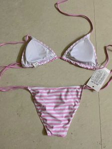 2pc Striped String Bikini Set