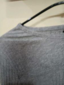 Grey Long Sleeve Cut-out Top