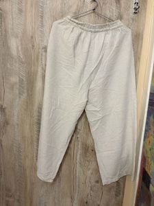Cream Wide Leg Linen Pants
