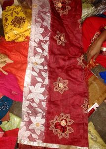 Elegant Maroon &amp; Gold Saree
