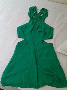 Green Cut-Out Halter Dress