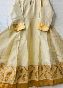 Elegant Cream Anarkali Gown