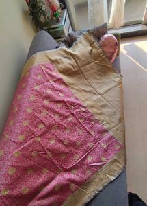 Elegant Pink & Gold Silk Saree
