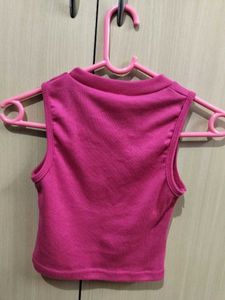 Vibrant Pink Sleeveless Crop Top