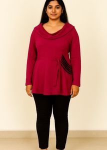 Elegant Pink Cowl Neck Top