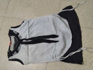 Chic Black and White Polka Dot Kurta