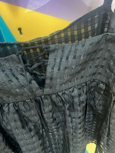 Chic Black Sheer Checkered Babydoll Top
