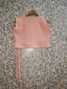 Peach Sleeveless Crop Top