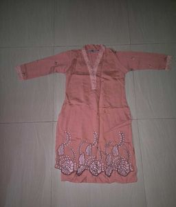 Peach Embroidered Kurta