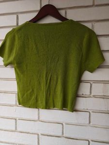 Green Floral Embroidered Knit Shrug