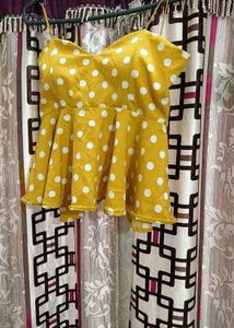 Yellow Polka Dot Peplum Top