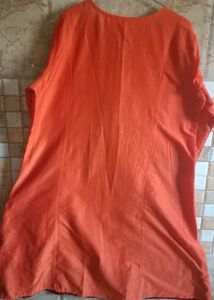 Orange Kurta with Brocade Neckline